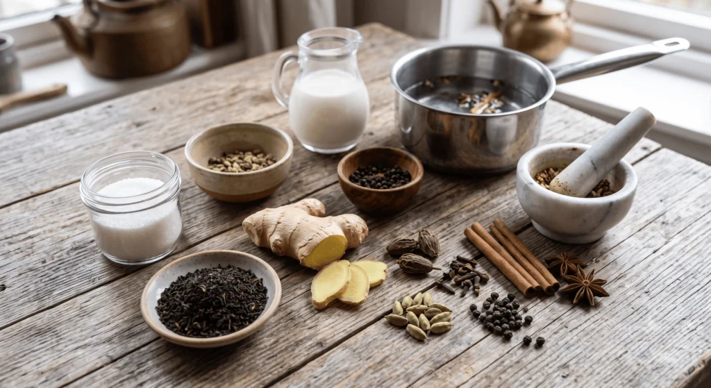 مواد لازم برای تهیه چای ماسالا